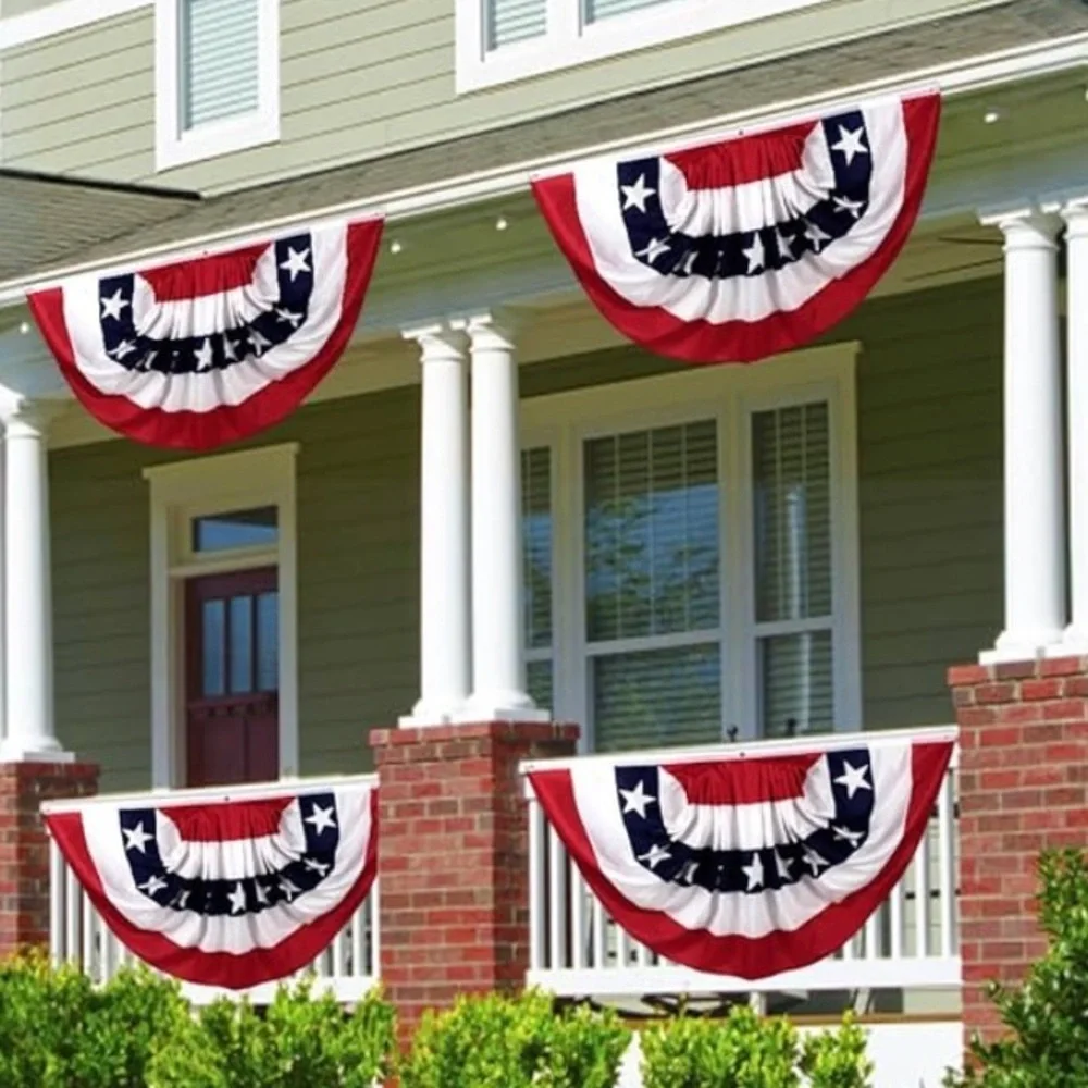 Americana Red White Blue Stars Stripes Flag Banner Porch Bunting 🇺🇸 ⭐️Set of 4